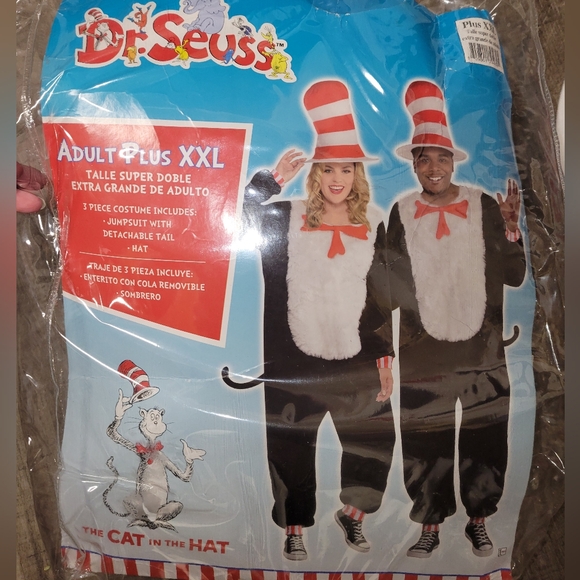 ADULT Dr. Suess XXL Unisex Costume Suit One-Piece Cat-in-the-Hat - Picture 1 of 13